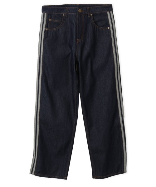 adidas(アディダス)の「adidas FIREBIRD ADICOLOR RAW DENIM PANTS / アディダス ファイヤーバード アディカラー ロウ デニム パンツ(デニムパンツ・メンズ・ダークインディゴブルー・30inch/32inch/34inch/36inch)」の1枚目の写真