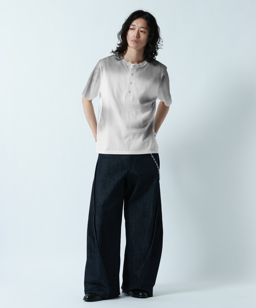 RAGEBLUE（レイジブルー）の「SPRAY FEED HENLEY NECK T-SHRTS/スプレー加工ヘンリーネックTシャツ（Tシャツ/カットソー・メンズ・ブラック/ネイビー/ホワイト・LARGE/MEDIUM）」の7枚目の写真
