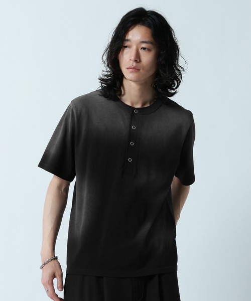 RAGEBLUE（レイジブルー）の「SPRAY FEED HENLEY NECK T-SHRTS/スプレー加工ヘンリーネックTシャツ（Tシャツ/カットソー・メンズ・ブラック/ネイビー/ホワイト・LARGE/MEDIUM）」の18枚目の写真