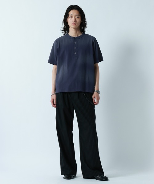 RAGEBLUE（レイジブルー）の「SPRAY FEED HENLEY NECK T-SHRTS/スプレー加工ヘンリーネックTシャツ（Tシャツ/カットソー・メンズ・ブラック/ネイビー/ホワイト・LARGE/MEDIUM）」の12枚目の写真