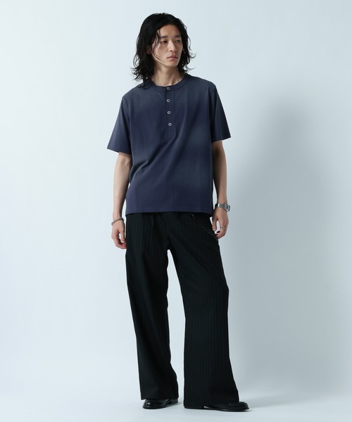 RAGEBLUE（レイジブルー）の「SPRAY FEED HENLEY NECK T-SHRTS/スプレー加工ヘンリーネックTシャツ（Tシャツ/カットソー・メンズ・ブラック/ネイビー/ホワイト・LARGE/MEDIUM）」の10枚目の写真