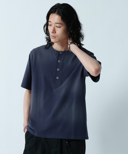 RAGEBLUE（レイジブルー）の「SPRAY FEED HENLEY NECK T-SHRTS/スプレー加工ヘンリーネックTシャツ（Tシャツ/カットソー・メンズ・ブラック/ネイビー/ホワイト・LARGE/MEDIUM）」の8枚目の写真