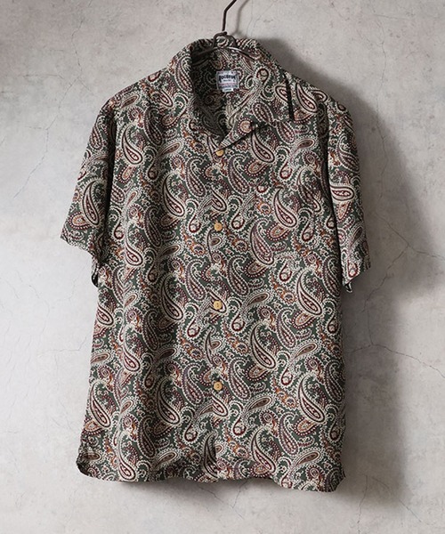 HOUSTON（ヒューストン）の「HOUSTON ヒューストン PAISLEY RAYON ALOHA SHIRT ペイズリー柄 レーヨン アロハシャツ / 開襟シャツ【日本製】（シャツ/ブラウス・メンズ・オリーブ/ブラック/ホワイト・M/L/XL）」の4枚目の写真