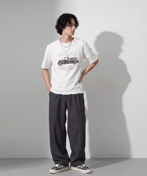 antiqua(アンティカ)の「ヴィンテージプリント ダメージ加工 綿100 Tシャツ(Tシャツ/カットソー・レディース・ホワイト/チャコールグレー・ONESIZE)」の10枚目の写真