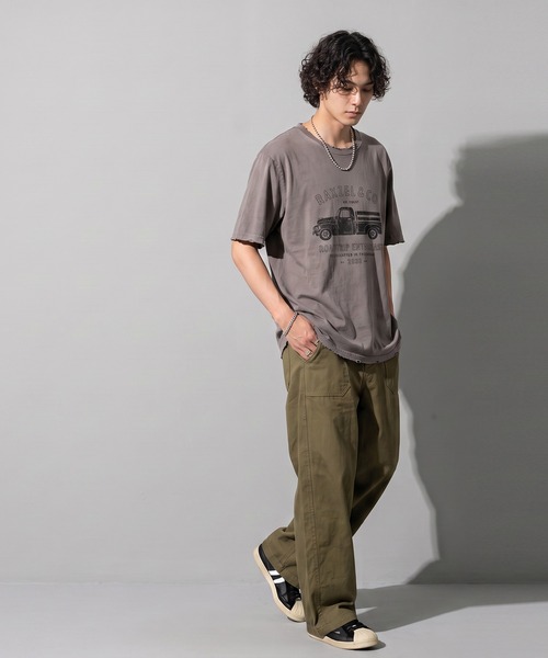 antiqua(アンティカ)の「ヴィンテージプリント ダメージ加工 綿100 Tシャツ(Tシャツ/カットソー・レディース・ホワイト/チャコールグレー・ONESIZE)」の16枚目の写真