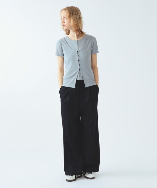 Ray BEAMS（レイビームス）の「ピンストライプ ワイド イージー パンツ（その他パンツ・レディース・ネイビー/シルバー・0/1）」の7枚目の写真