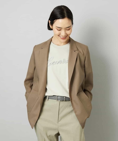 MICHEL KLEIN(ミッシェル・クラン)の「シアーテーラードジャケット(その他アウター・レディース・ブラック/モカ・40)」の2枚目の写真