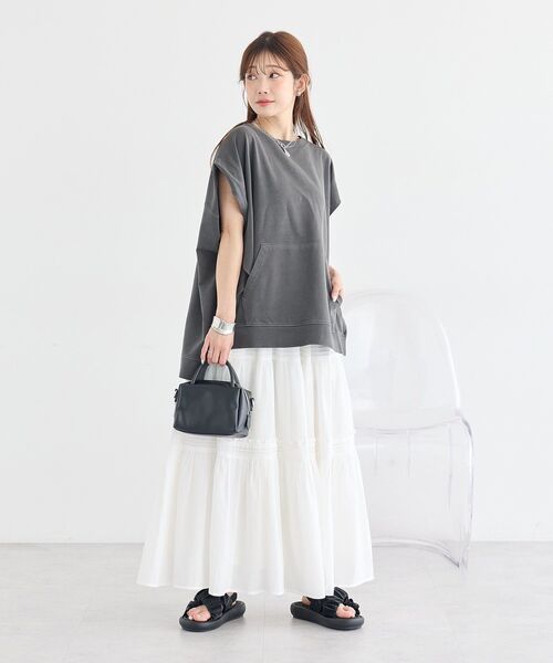 earth music&ecology（アースミュージックアンドエコロジー）の「ティアードギャザースカート（スカート・レディース・オフホワイト/ブラック・FREE）」の12枚目の写真