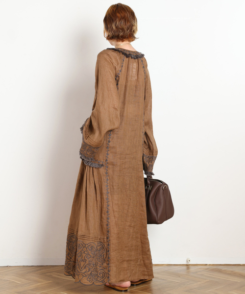 AP STUDIO（エーピーストゥディオ）の「【ANNABO/アンナボ】Versailles Echo Maxi Dress（ワンピース・レディース・ブラウン・FREE）」の8枚目の写真