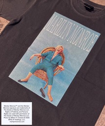 【MARILYN MONROE/マリリン・モンロー】フォトTシャツ ピグメント染め ヴィンテージ ユニセックス スカイブルーフォト ビッグロゴプリント