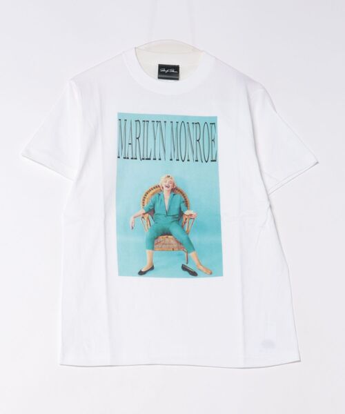 StPT(エスティーピーティー)の「【MARILYN MONROE/マリリン・モンロー】フォトTシャツ ピグメント染め ヴィンテージ ユニセックス スカイブルーフォト ビッグロゴプリント(Tシャツ/カットソー・メンズ・ブラック/ホワイト・MEDIUM/LARGE/X-LARGE/SMALL)」の4枚目の写真