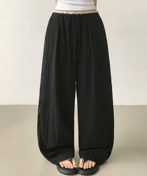 VIVID LADY（ビビッドレディー）の「ダブルウエスト フリルワイドパンツ（その他パンツ・レディース・ブラック/ピンク/ネイビー/クリーム・FREE）」の5枚目の写真