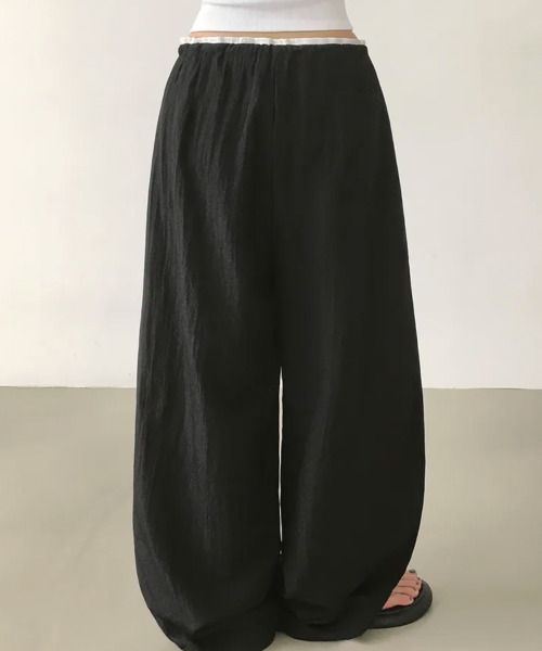VIVID LADY（ビビッドレディー）の「ダブルウエスト フリルワイドパンツ（その他パンツ・レディース・ブラック/ピンク/ネイビー/クリーム・FREE）」の7枚目の写真