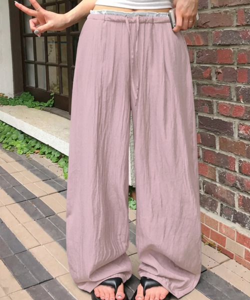 VIVID LADY（ビビッドレディー）の「ダブルウエスト フリルワイドパンツ（その他パンツ・レディース・ブラック/ピンク/ネイビー/クリーム・FREE）」の20枚目の写真