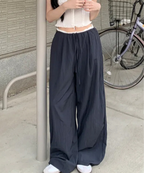VIVID LADY（ビビッドレディー）の「ダブルウエスト フリルワイドパンツ（その他パンツ・レディース・ブラック/ピンク/ネイビー/クリーム・FREE）」の21枚目の写真