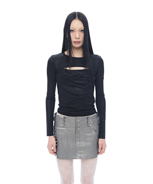 HALF DEVIL US(ハーフデビルアス)の「レザーストラップミニスカート_メタリックシルバー(スカート・レディース・その他・SMALL/MEDIUM)」の6枚目の写真