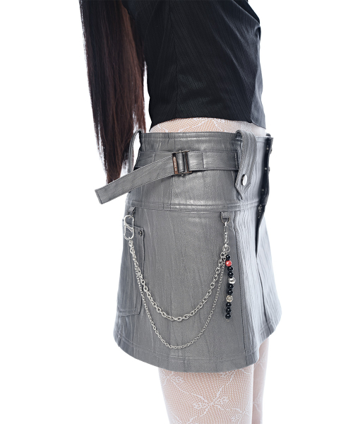 HALF DEVIL US(ハーフデビルアス)の「レザーストラップミニスカート_メタリックシルバー(スカート・レディース・その他・SMALL/MEDIUM)」の8枚目の写真