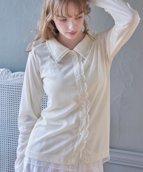 Birthday room(バースデイルーム)の「チュールレイヤードトップス/Tulle-layered top(シャツ/ブラウス・レディース・チャコールグレー/ピンク/アイボリー・FREE)」の1枚目の写真