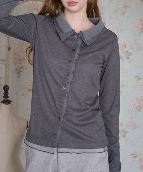 Birthday room(バースデイルーム)の「チュールレイヤードトップス/Tulle-layered top(シャツ/ブラウス・レディース・チャコールグレー/ピンク/アイボリー・FREE)」の17枚目の写真