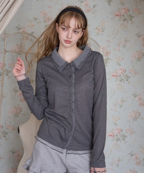 Birthday room(バースデイルーム)の「チュールレイヤードトップス/Tulle-layered top(シャツ/ブラウス・レディース・チャコールグレー/ピンク/アイボリー・FREE)」の18枚目の写真