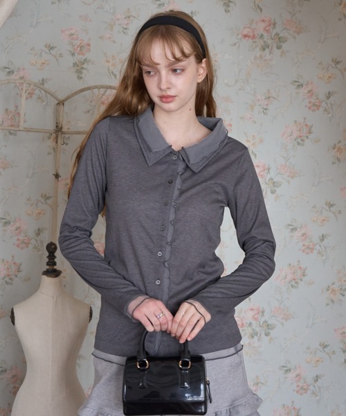 Birthday room(バースデイルーム)の「チュールレイヤードトップス/Tulle-layered top(シャツ/ブラウス・レディース・チャコールグレー/ピンク/アイボリー・FREE)」の20枚目の写真
