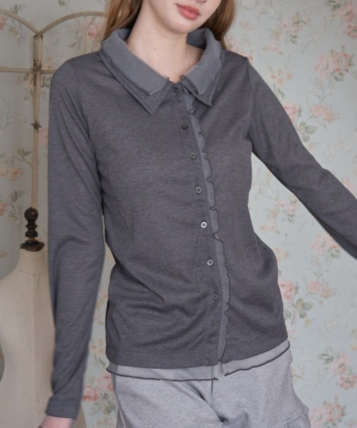 Birthday room(バースデイルーム)の「チュールレイヤードトップス/Tulle-layered top(シャツ/ブラウス・レディース・チャコールグレー/ピンク/アイボリー・FREE)」の21枚目の写真