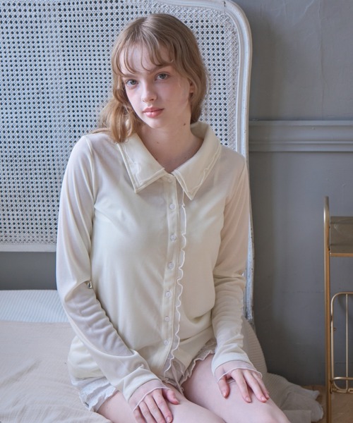 Birthday room(バースデイルーム)の「チュールレイヤードトップス/Tulle-layered top(シャツ/ブラウス・レディース・チャコールグレー/ピンク/アイボリー・FREE)」の5枚目の写真