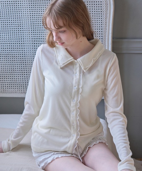 Birthday room(バースデイルーム)の「チュールレイヤードトップス/Tulle-layered top(シャツ/ブラウス・レディース・チャコールグレー/ピンク/アイボリー・FREE)」の6枚目の写真