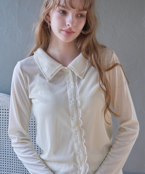 Birthday room(バースデイルーム)の「チュールレイヤードトップス/Tulle-layered top(シャツ/ブラウス・レディース・チャコールグレー/ピンク/アイボリー・FREE)」の8枚目の写真