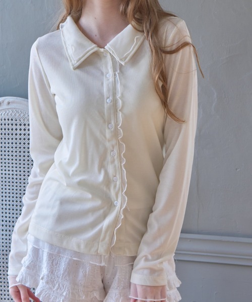 Birthday room(バースデイルーム)の「チュールレイヤードトップス/Tulle-layered top(シャツ/ブラウス・レディース・チャコールグレー/ピンク/アイボリー・FREE)」の9枚目の写真