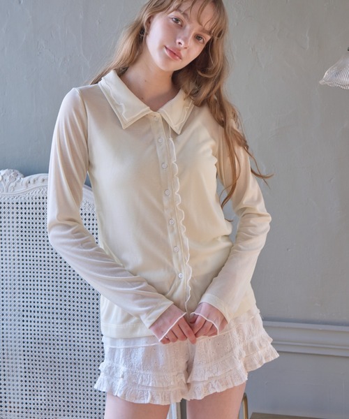 Birthday room(バースデイルーム)の「チュールレイヤードトップス/Tulle-layered top(シャツ/ブラウス・レディース・チャコールグレー/ピンク/アイボリー・FREE)」の10枚目の写真