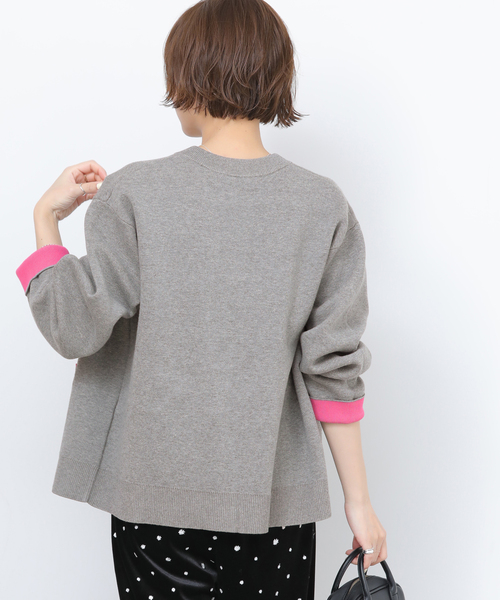 JOURNAL STANDARD relume(ジャーナルスタンダード レリューム)の「《一部WEB限定追加4 / 新色》ダブルニットコントラストカーディガン(カーディガン/ボレロ・レディース・ブラウン/ネイビー/グレー・FREE)」の11枚目の写真
