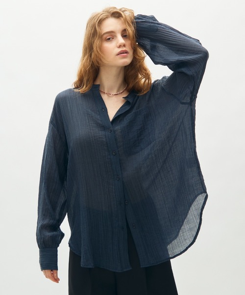 full/fill.(フルフィル)の「washer sheer over shirt / ワッシャーシアーオーバーシャツ(シャツ/ブラウス・レディース・チャコールグレー/ベージュ/ブラウン・FREE)」の5枚目の写真