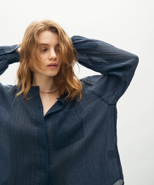 full/fill.(フルフィル)の「washer sheer over shirt / ワッシャーシアーオーバーシャツ(シャツ/ブラウス・レディース・チャコールグレー/ベージュ/ブラウン・FREE)」の8枚目の写真