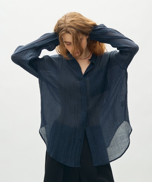 full/fill.(フルフィル)の「washer sheer over shirt / ワッシャーシアーオーバーシャツ(シャツ/ブラウス・レディース・チャコールグレー/ベージュ/ブラウン・FREE)」の7枚目の写真
