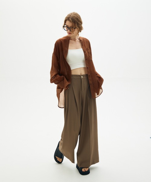 full/fill.(フルフィル)の「washer sheer over shirt / ワッシャーシアーオーバーシャツ(シャツ/ブラウス・レディース・チャコールグレー/ベージュ/ブラウン・FREE)」の21枚目の写真