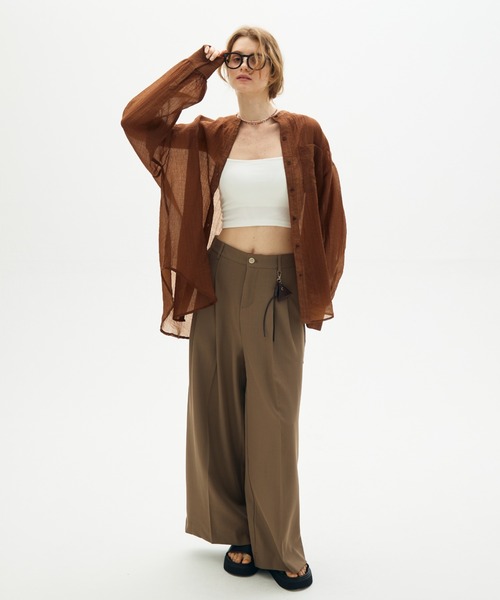 full/fill.(フルフィル)の「washer sheer over shirt / ワッシャーシアーオーバーシャツ(シャツ/ブラウス・レディース・チャコールグレー/ベージュ/ブラウン・FREE)」の22枚目の写真