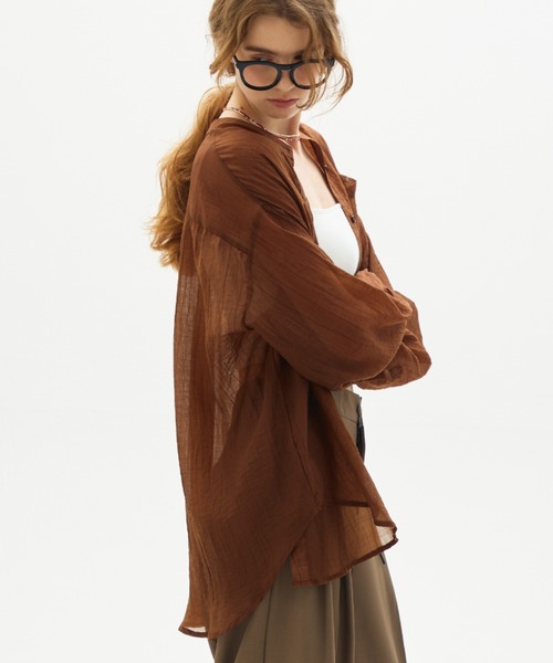 full/fill.(フルフィル)の「washer sheer over shirt / ワッシャーシアーオーバーシャツ(シャツ/ブラウス・レディース・チャコールグレー/ベージュ/ブラウン・FREE)」の18枚目の写真