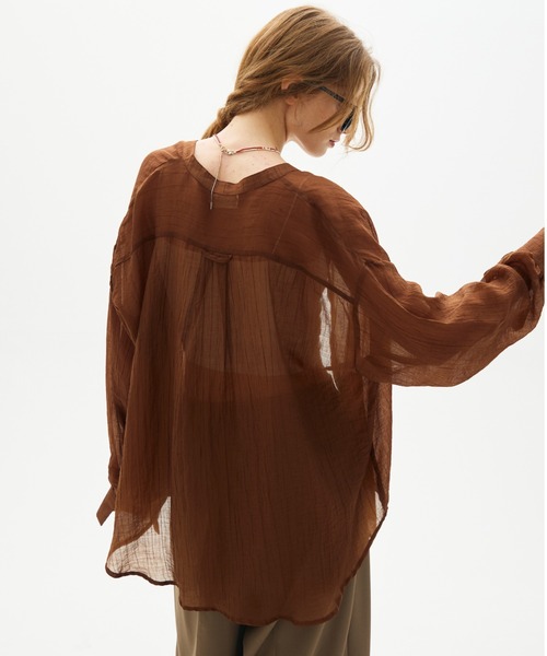full/fill.(フルフィル)の「washer sheer over shirt / ワッシャーシアーオーバーシャツ(シャツ/ブラウス・レディース・チャコールグレー/ベージュ/ブラウン・FREE)」の19枚目の写真