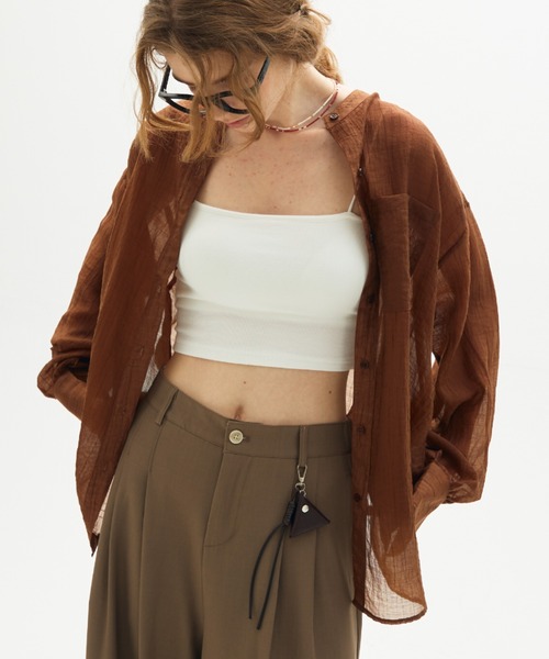 full/fill.(フルフィル)の「washer sheer over shirt / ワッシャーシアーオーバーシャツ(シャツ/ブラウス・レディース・チャコールグレー/ベージュ/ブラウン・FREE)」の15枚目の写真