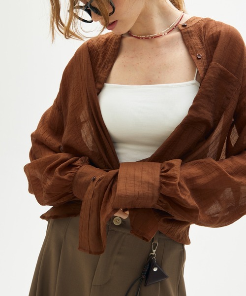 full/fill.(フルフィル)の「washer sheer over shirt / ワッシャーシアーオーバーシャツ(シャツ/ブラウス・レディース・チャコールグレー/ベージュ/ブラウン・FREE)」の16枚目の写真
