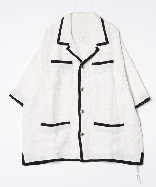 mastermind JAPAN(マスターマインド)の「COTTON TWEED SS SHIRT(シャツ/ブラウス・メンズ・ホワイト/ブラック・XL)」の1枚目の写真