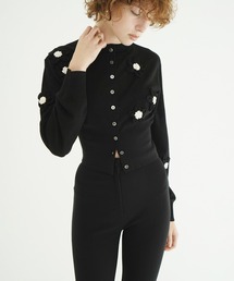 FLOWER MOTIF KNIT CARDIGAN
