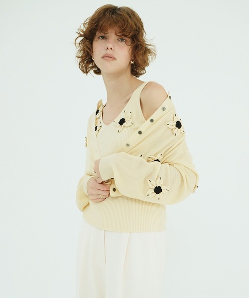CLANE(クラネ)の「FLOWER MOTIF KNIT CARDIGAN(カーディガン/ボレロ・レディース・ブラック/イエロー/ブラウン・2/1)」の22枚目の写真