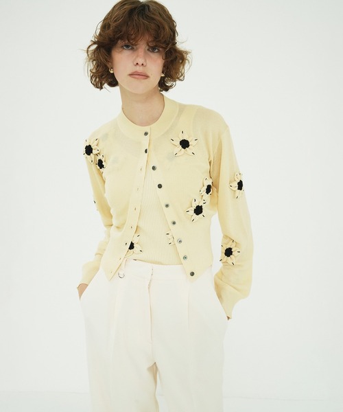 CLANE(クラネ)の「FLOWER MOTIF KNIT CARDIGAN(カーディガン/ボレロ・レディース・ブラック/イエロー/ブラウン・2/1)」の18枚目の写真