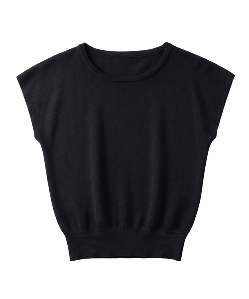 KIMDOH(キムド)の「Arlo Ribbed Round Cap Top Black(ニット/セーター・レディース・ブラック/アイボリー・FREE)」の1枚目の写真