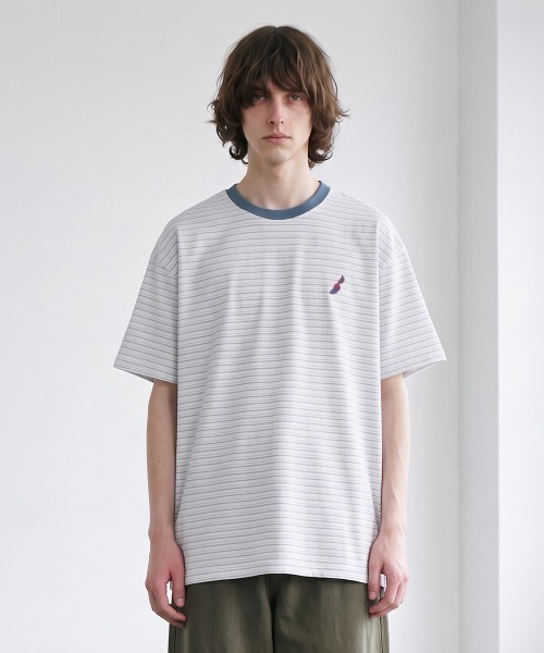 rehacer(レアセル)の「rehacer : Wave Multi Border CS(Tシャツ/カットソー・メンズ・チャコールグレー/ホワイト・LARGE/MEDIUM/X-LARGE)」の2枚目の写真
