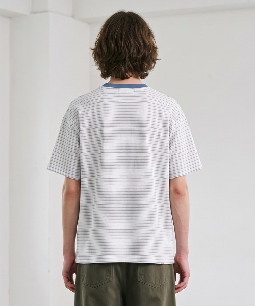 rehacer(レアセル)の「rehacer : Wave Multi Border CS(Tシャツ/カットソー・メンズ・チャコールグレー/ホワイト・LARGE/MEDIUM/X-LARGE)」の4枚目の写真