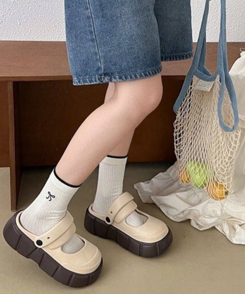 gossip!ロサンゼルス(ゴシップロサンゼルス)の「【Y2Kガーリー】 レトロ厚底クロッグサンダル(サンダル・レディース・ブラック・XL/L/M)」の12枚目の写真