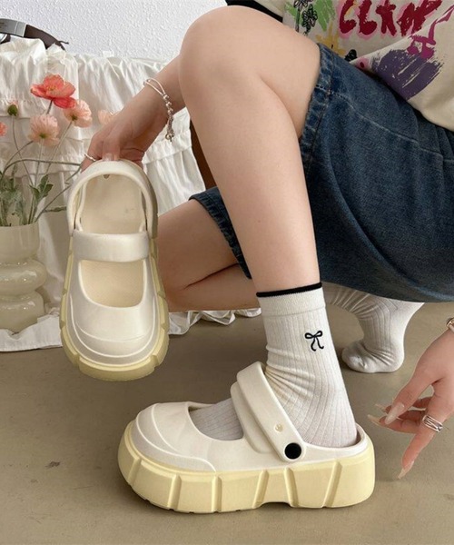 gossip!ロサンゼルス(ゴシップロサンゼルス)の「【Y2Kガーリー】 レトロ厚底クロッグサンダル(サンダル・レディース・ブラック・XL/L/M)」の18枚目の写真